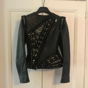 Herve Leger Leather Jacket Small Beautiful!